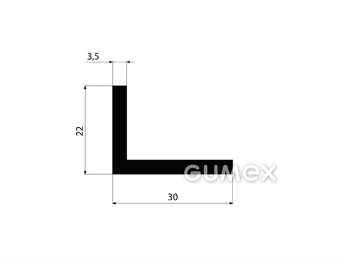 "L" Gummiprofil, 22x30/3,5mm, 70°ShA, EPDM, -40°C/+100°C, schwarz, 